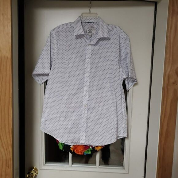 New Jos A Bank White With Anchors Tailored Fit  Button Down Shirt Men's L - Picture 1 of 2